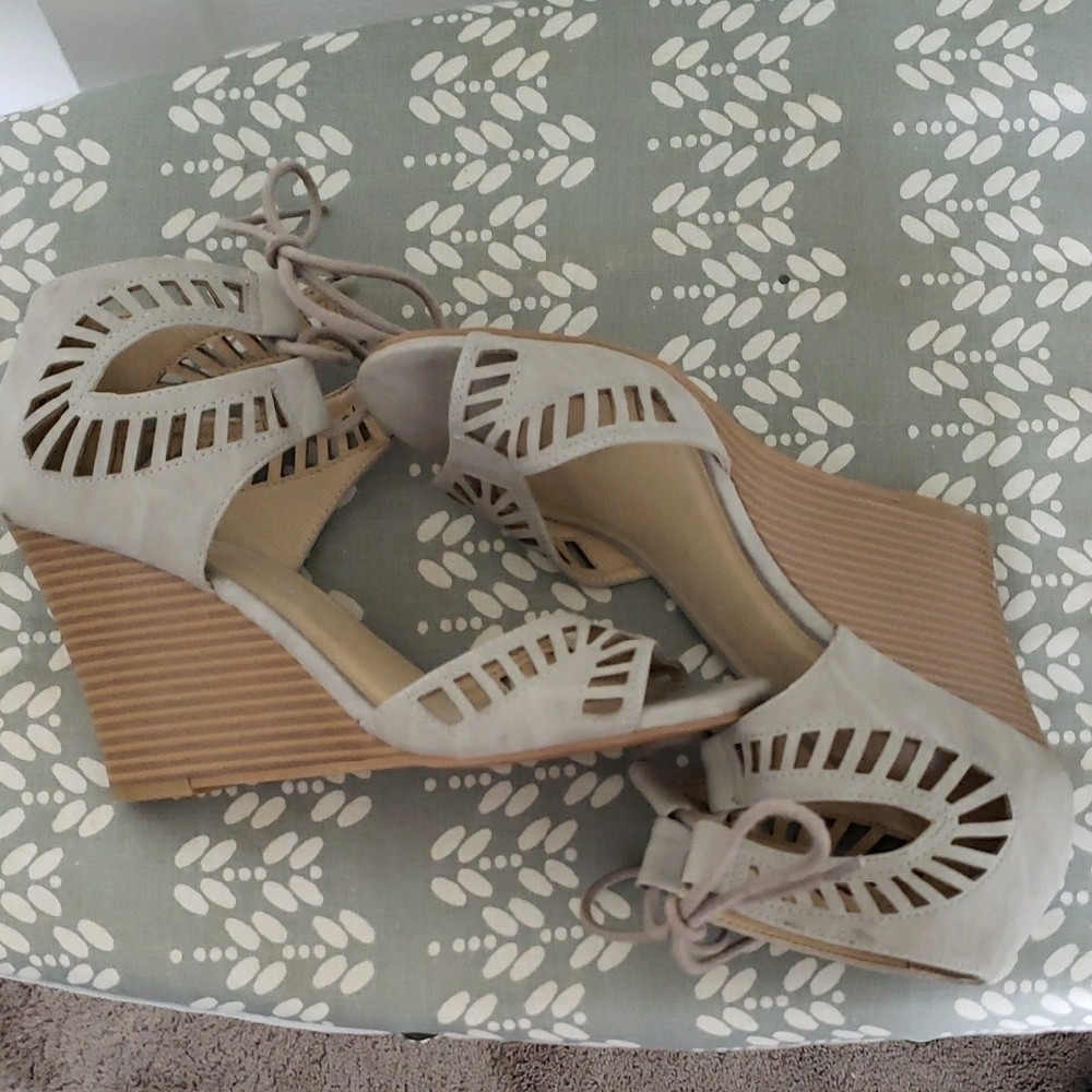 CL by Laundry Tan Heeled Sandals with Ankle Wrap - Picture 3 of 7